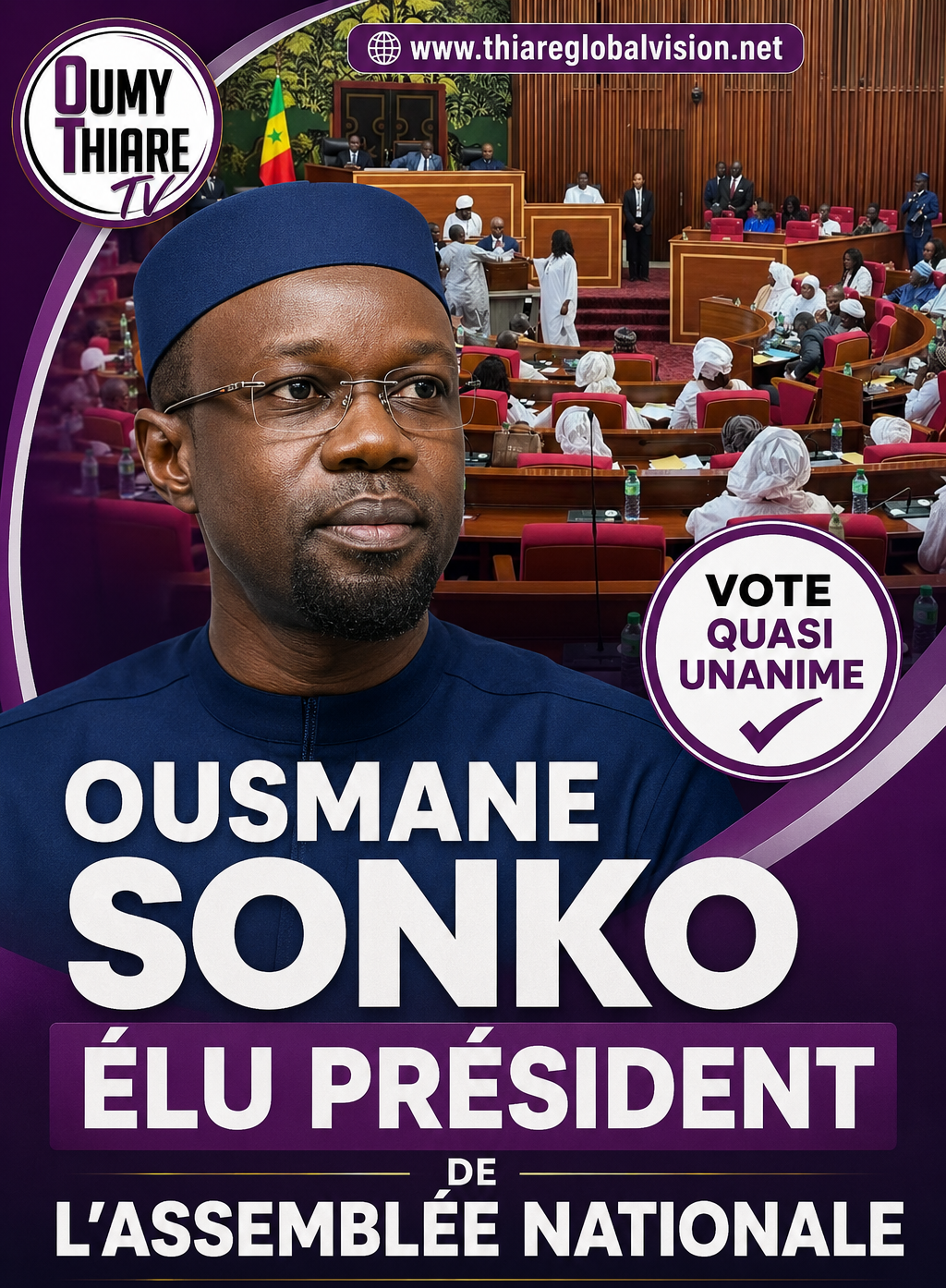 Sénégal : Ousmane Sonko élu président de l’Assemblée nationale dans un vote quasi unanime