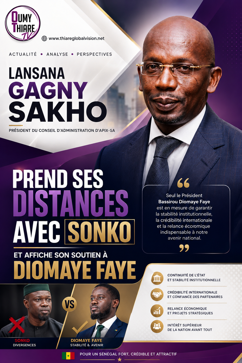 Lansana Gagny Sakho prend ses distances avec Sonko et affiche son soutien à Diomaye Faye