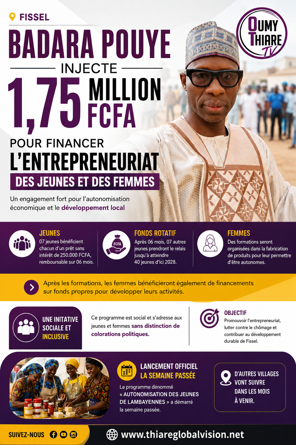 Fissel : Badara Pouye injecte 1,75 million FCFA pour financer l’entrepreneuriat des jeunes et des femmes