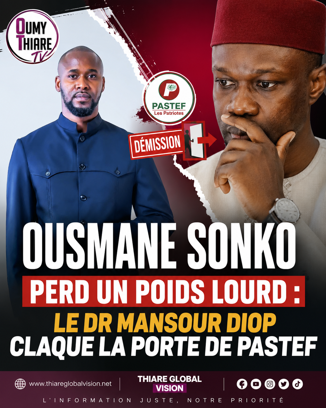 Ousmane Sonko perd un poids lourd : le Dr Mansour Diop claque la porte de Pastef