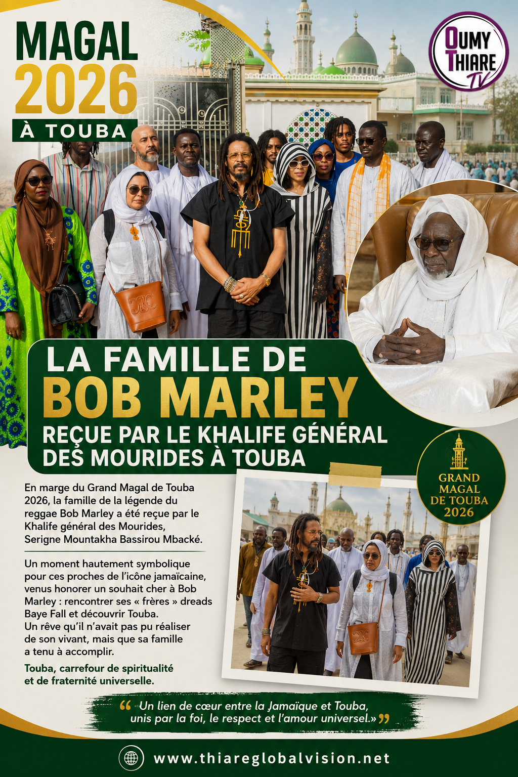 Magal 2026 : la famille de Bob Marley reçue par le Khalife général des Mourides à Touba