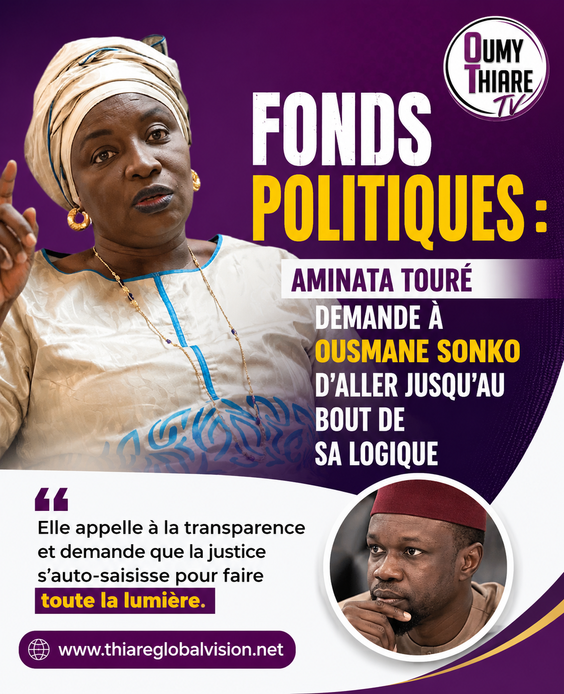 Fonds politiques : Aminata Touré demande à Ousmane Sonko d’aller jusqu’au bout de sa logique