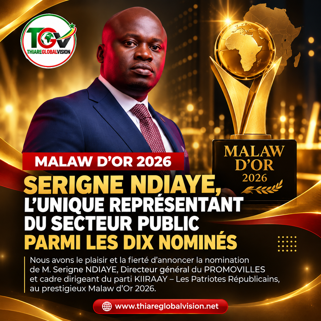 Malaw d’Or 2026 : Serigne Ndiaye, l’unique représentant du secteur public parmi les dix nominés