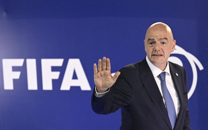 President of the International Federation of Association Football (FIFA), Swiss Gianni Infantino, gestures after a press conference at the Sports Center Dome of the Autonomous Sports Confederation of Guatemala in Guatemala City, on August 30, 2022. (Photo by JOHAN ORDONEZ / AFP)