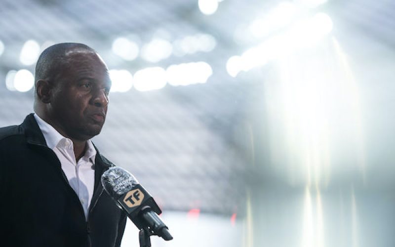22 October 2020, North Rhine-Westphalia, Leverkusen: Football: Europa League, Bayer Leverkusen - OGC Nice, group stage, group C, 1st matchday at the BayArena. Nice coach Patrick Vieira during a pre-match interview. Photo: Marius Becker/dpa | usage worldwide 
By Icon Sport - Patrick VIEIRA - BayArena - Leverkusen (Allemagne)