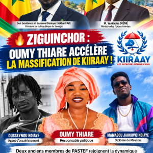 ZIGUINCHOR : OUMY THIARE POURSUIT LA MASSIFICATION DE KIIRAAY ET ENREGISTRE L’ADHÉSION DE DEUX ANCIENS MEMBRES DE PASTEF
