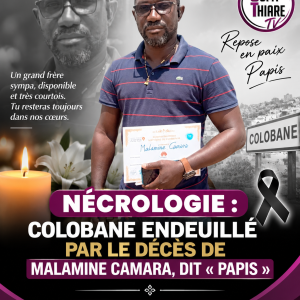 NÉCROLOGIE : COLOBANE ENDEUILLÉ PAR LE DÉCÈS DE MALAMINE CAMARA, DIT « PAPIS »