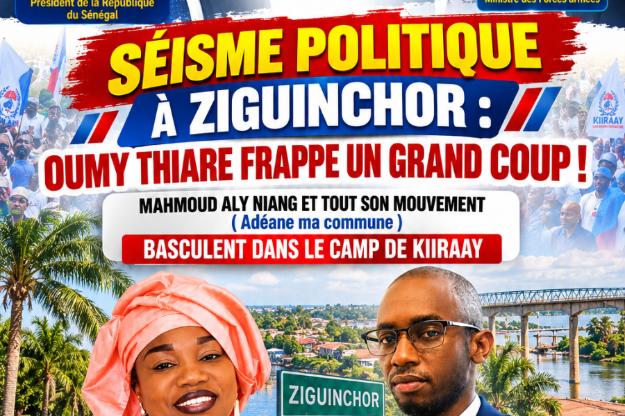 SÉISME POLITIQUE À ZIGUINCHOR : OUMY THIARE FRAPPE UN GRAND COUP ! MAHMOUD ALY NIANG ET TOUT SON MOUVEMENT BASCULENT DANS LE CAMP DE KIIRAAY !